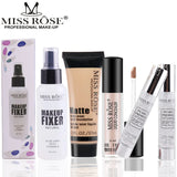 Miss Rose 4 PC Beauty Deal Fixer Spray +Primer Pump +Concealer +Foundation Tube