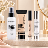 Miss Rose 4 PC Beauty Deal with makeup fixer, matte foundation, liquid concealer and Pearl Primer