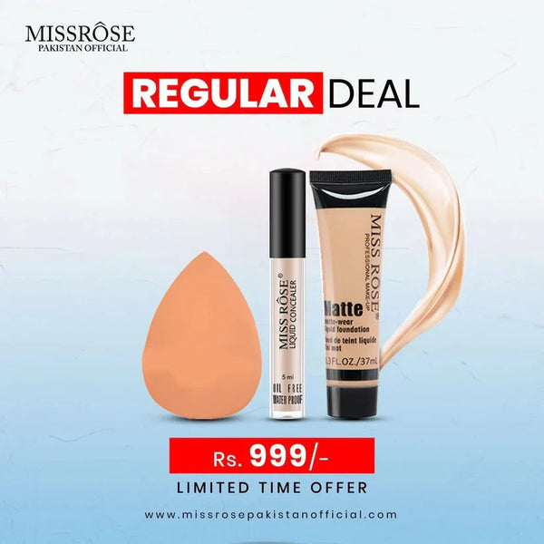 Miss Rose 3 PC Regular Deal Silk Foundation Concealer & Blender