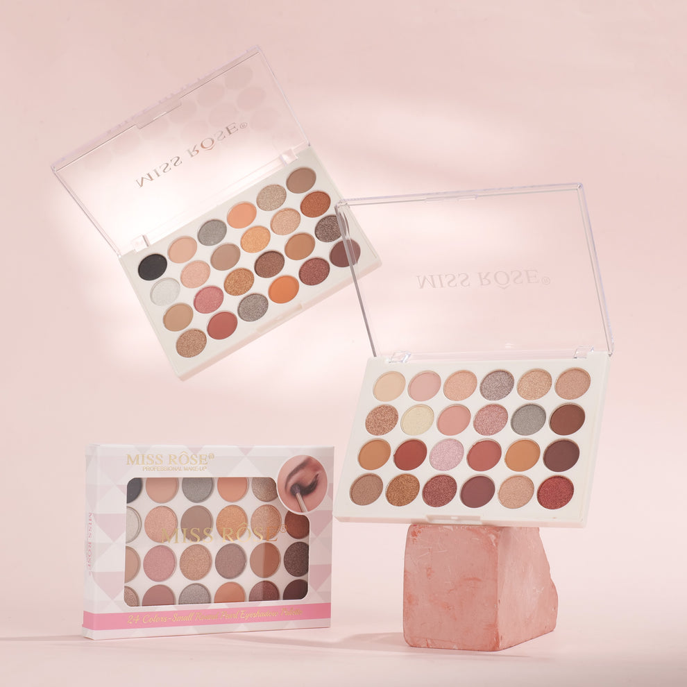 Miss Rose 24 Color Small Round Pearl Eyeshadow Palette