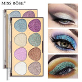 MISS ROSE 8 Colors Glitter Eyeshadow Palette