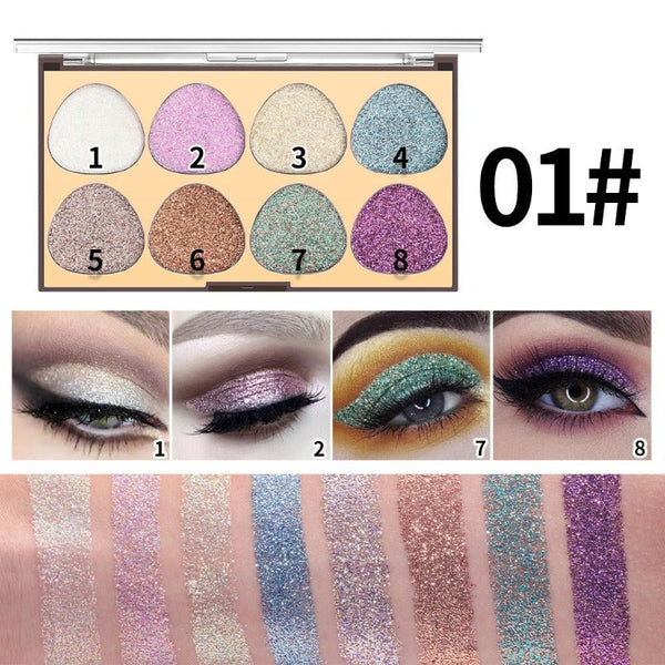 MISS ROSE 8 Colors Glitter Eyeshadow Palette