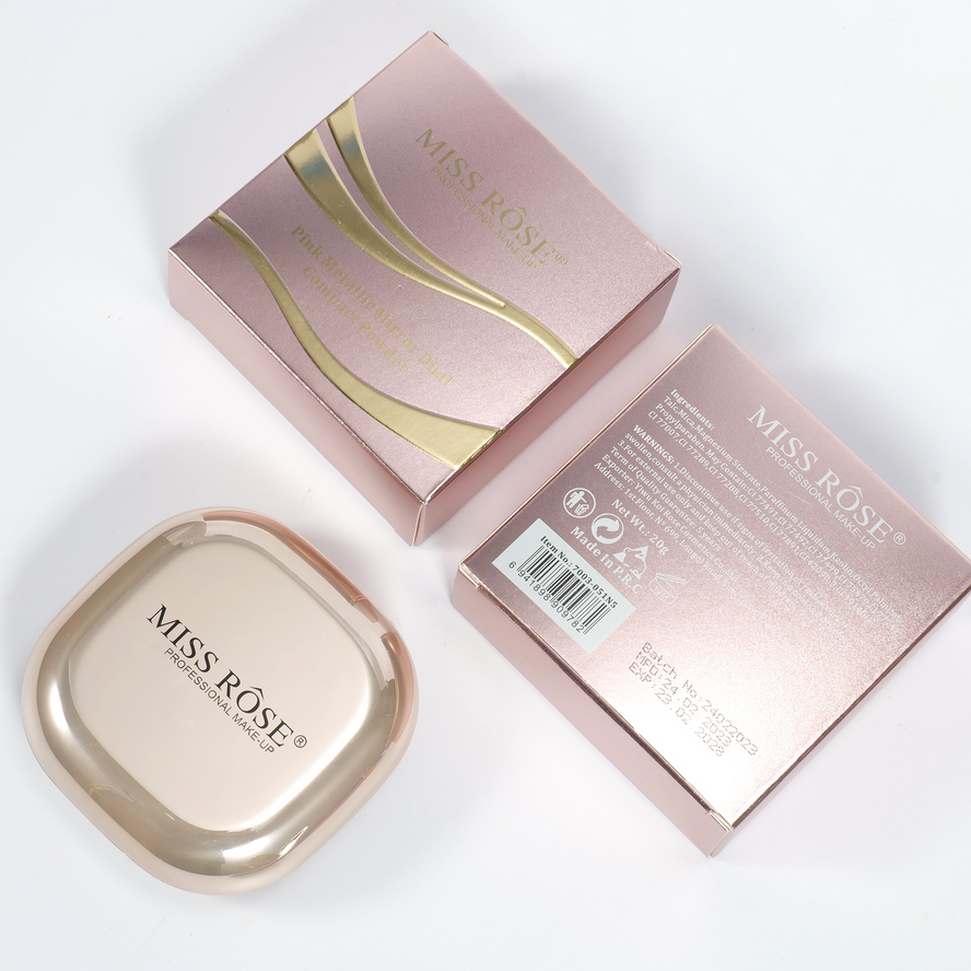 Miss Rose Pink Metallic Mirror Dual Compact powder
